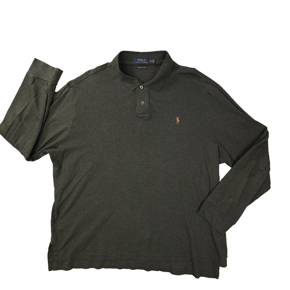 Polo Ralph Lauren Pima Soft Touch Polo Shirt Men's XXL Grey Long Sleeve
